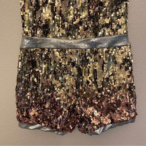 WEISSMAN Dance Costume gold ombre sequin biketard Party Party Party 16242 MA - Picture 9 of 15